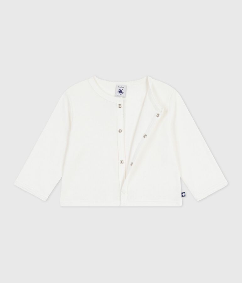 Cardigan in cotone tinta unita neonato bianco