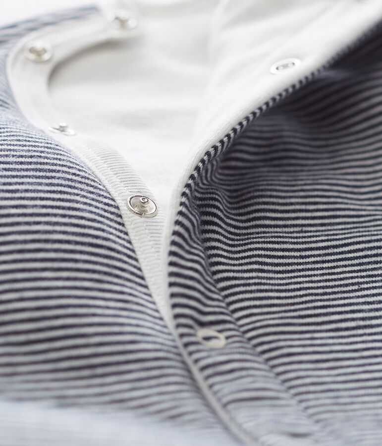 Tutina pigiama senza piedi in tubique da neonato blu/bianco