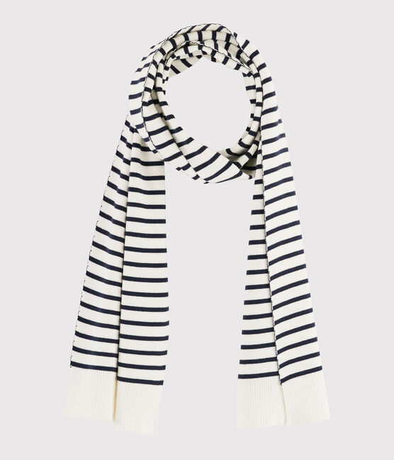Sciarpa a righe in cotone Donna/Uomo bianco MARSHMALLOW/blu SMOKING