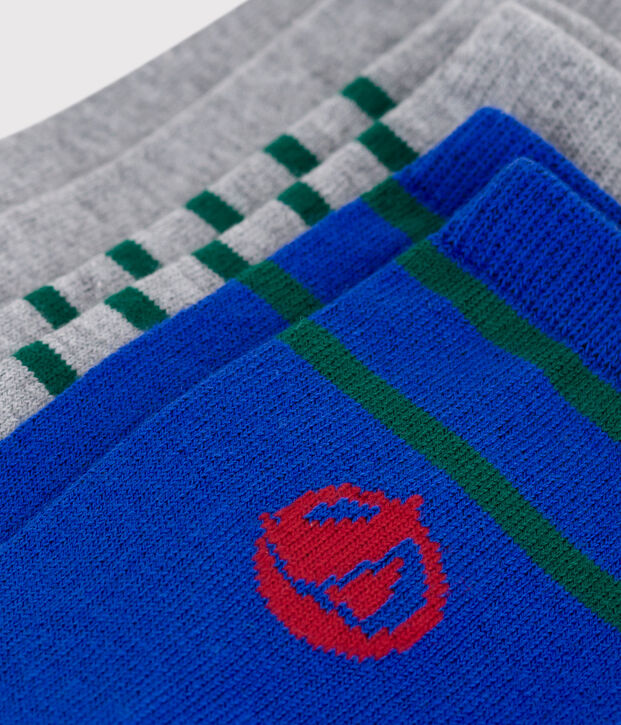 3 paia di calzini in cotone a righe con logo bambino multicolore