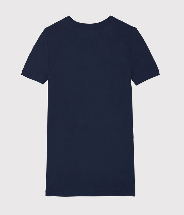 T-shirt girocollo iconica in cotone Donna blu