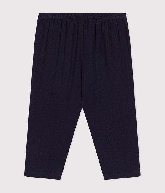 Pantaloni bebè in garza di cotone blu SMOKING