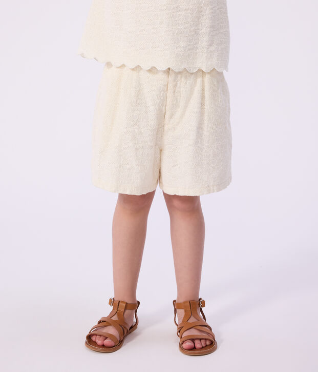 Shorts in cotone con motivi a cuori bambina bianco