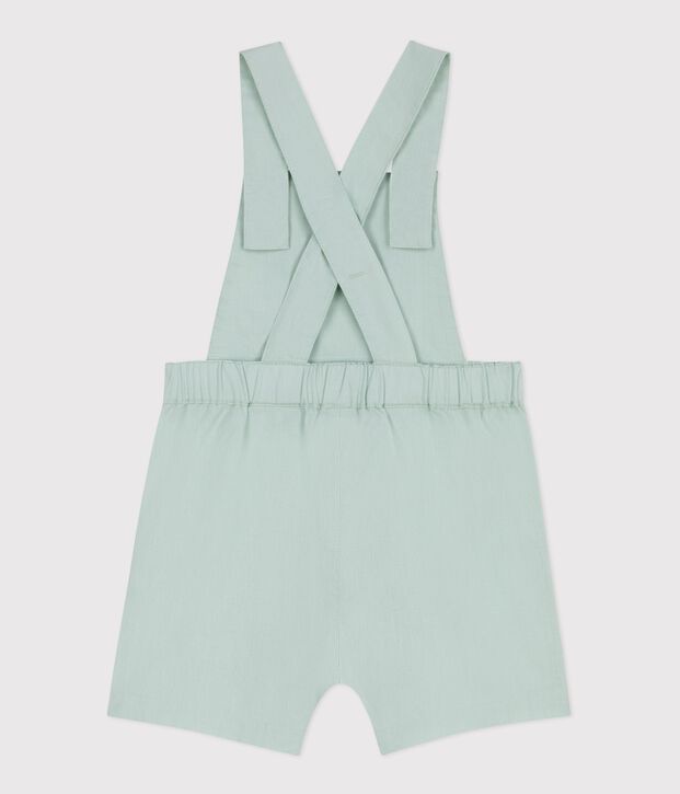 Salopette corta in cotone/lino tinta unita neonato verde