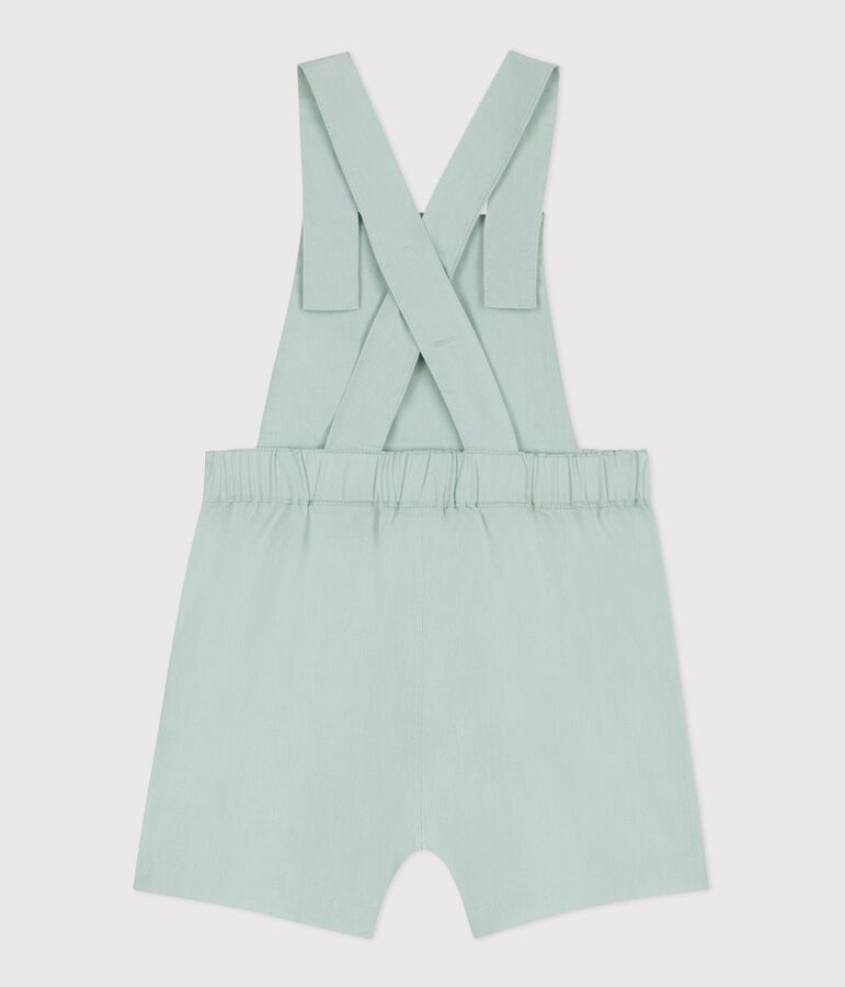 Salopette corta in cotone/lino tinta unita neonato blu