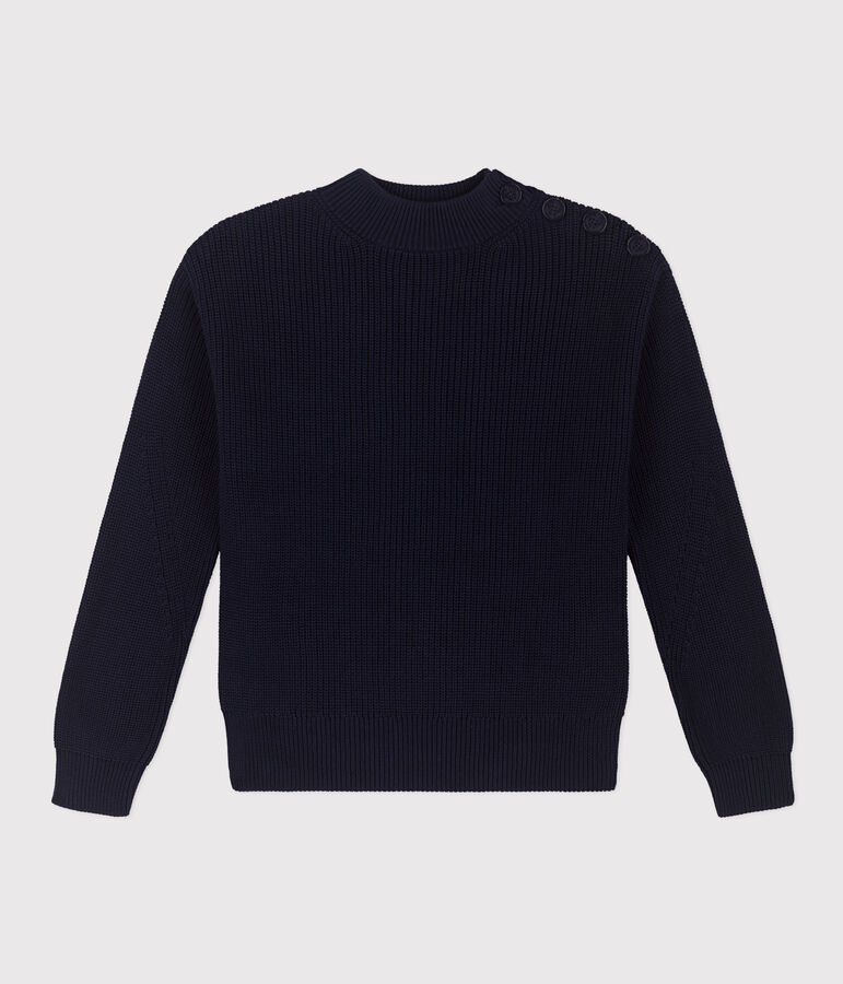 Maglione a costa inglese in cotone donna blu