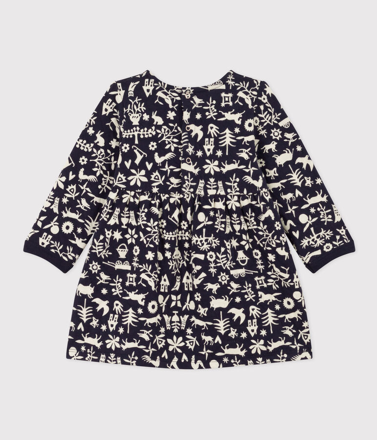 Abito a maniche lunghe in tubique trapuntato con stampa per beb&egrave; blu SMOKING/ AVALANCHE