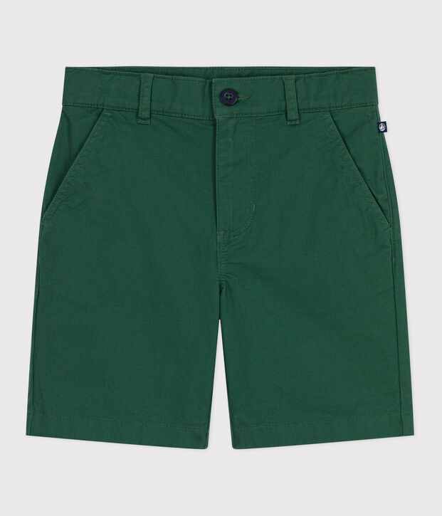 Bermuda corti in serge di cotone tinta unita bambino verde