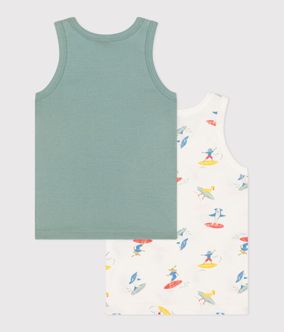Set di 2 canotte in cotone con surfisti stampati bambino variante 1