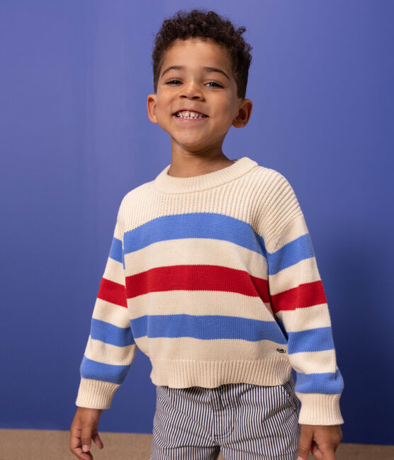 Maglione a righe in cotone unisex bianco AVALANCHE/ EDNA/ PEPS