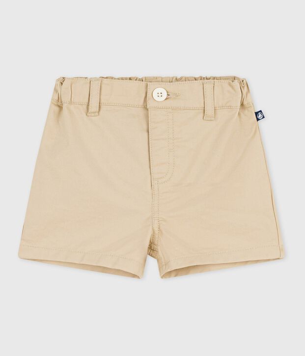 Shorts in cotone tinta unita neonato beige