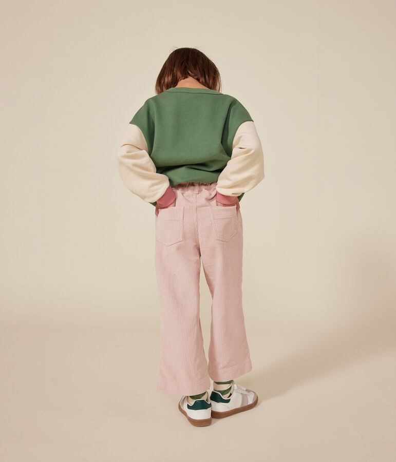 Maglia in tessuto felpato bambina verde/multicolore