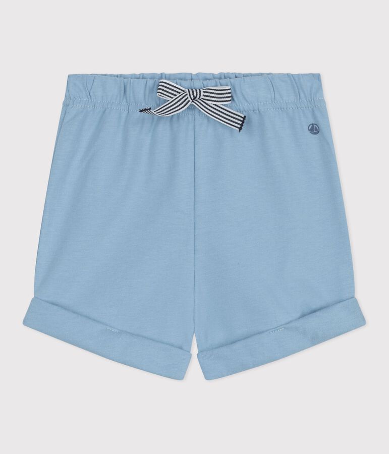 Shorts in cotone tinta unita neonato blu FLO
