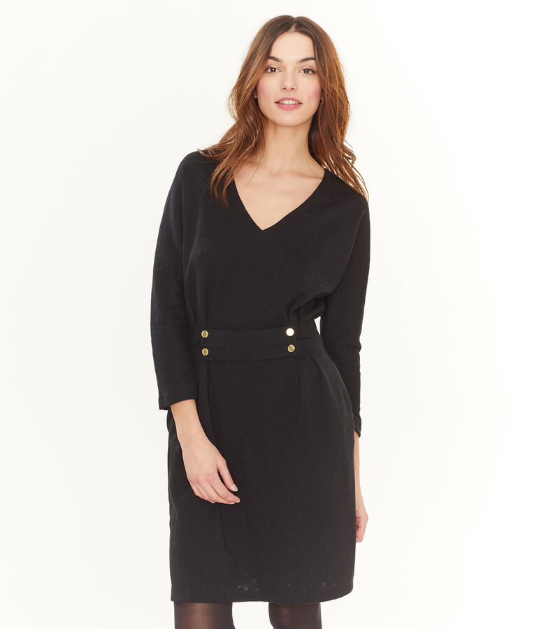 Abito attillato a maniche lunghe donna nero/nero