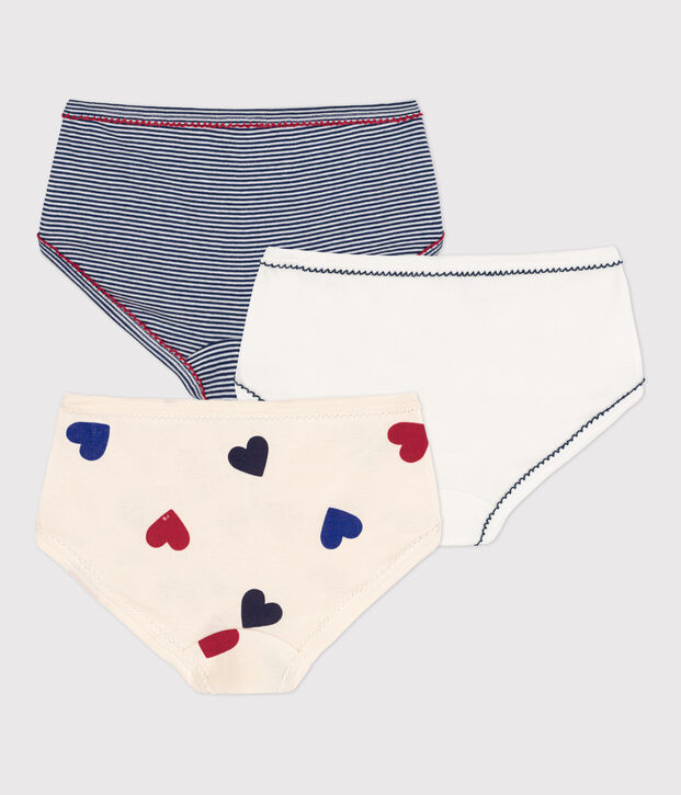 Set di 3 slip bimba in cotone con motivo cuore multicolore