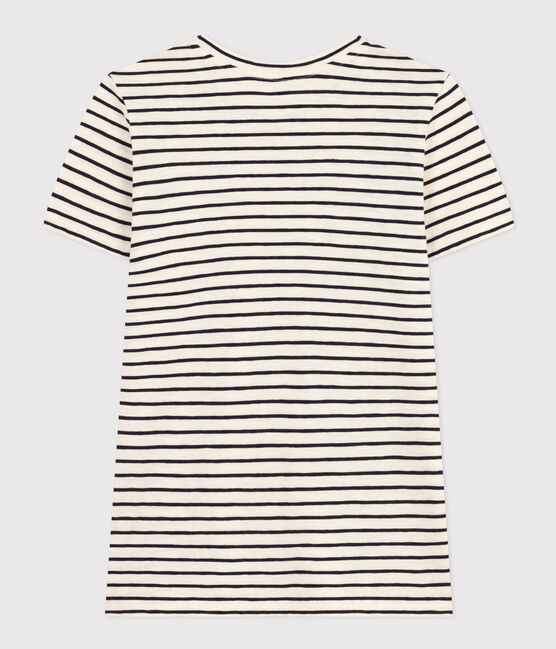T-shirt REGULAR girocollo in cotone rigato donna bianco AVALANCHE/blu SMOKING