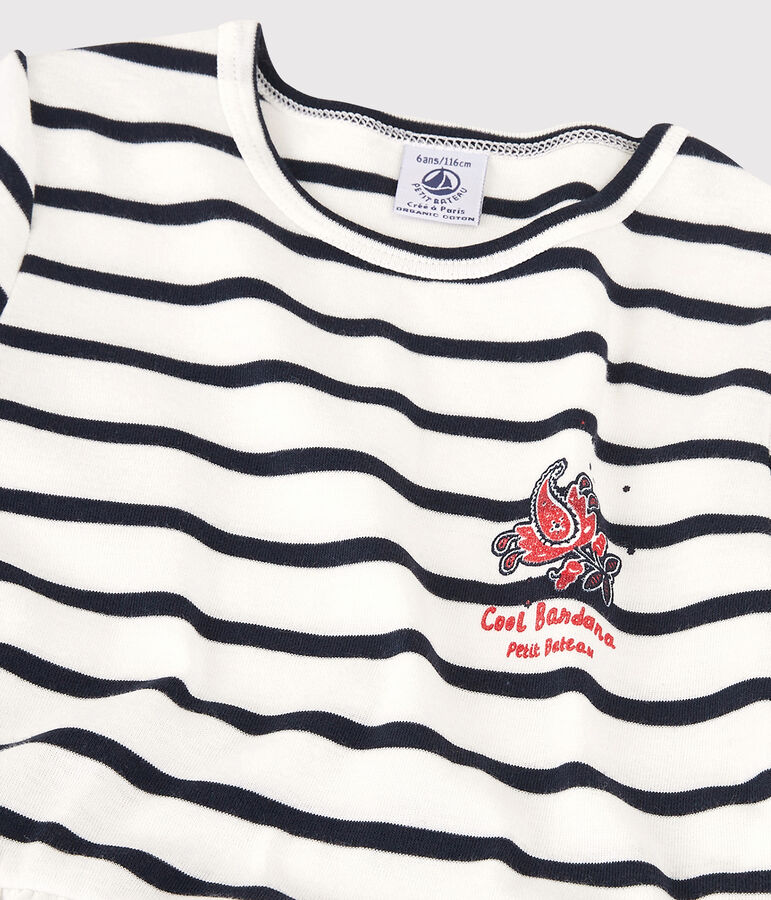 Abito a maniche corte in cotone bio bambina bianco MARSHMALLOW/blu SMOKING