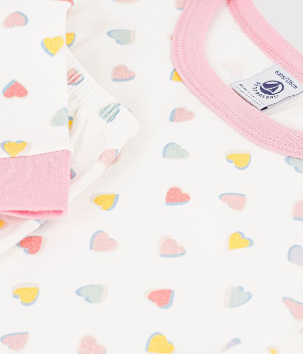 Pigiama molto aderente in cotone con stampa bambina bianco/multicolore
