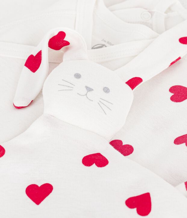 Confezione regalo nascita in cotone con stampa cuore multicolore