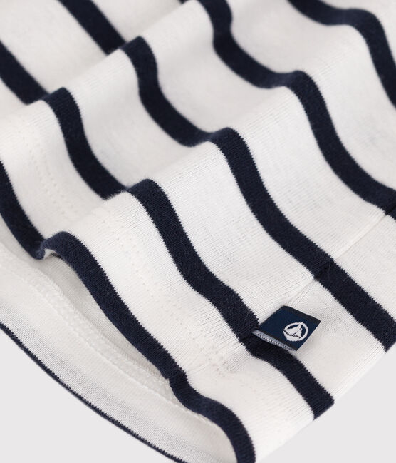 Abito a maniche corte con collo alla marinara in cotone a righe bianco MARSHMALLOW/blu SMOKING