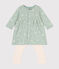 Abito e leggings in cotone neonato verde HERBIER/bianco MULTICO
