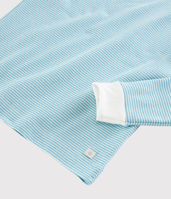 Pigiama snugfit a righe blu bambino in cotone blu TIKI/bianco MARSHMALLOW