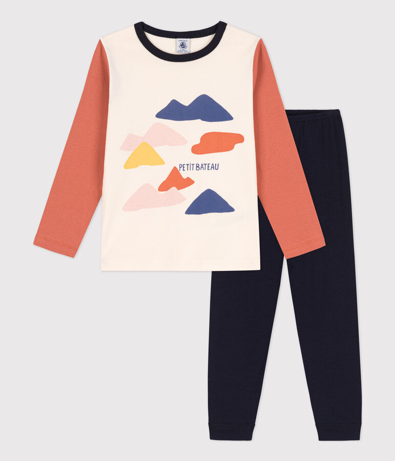 Pigiama di cotone per bambina / bambino blu/multicolore