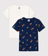 Confezione da 2 T-shirt a maniche corte, fantasia funghi, bambina / bambino, cotone