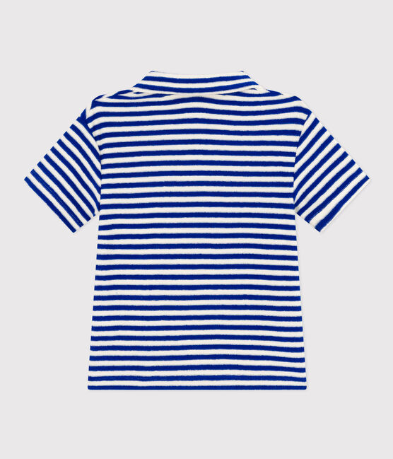 Polo a manica corta in spugna bouclette bambino blu SURF/ AVALANCHE