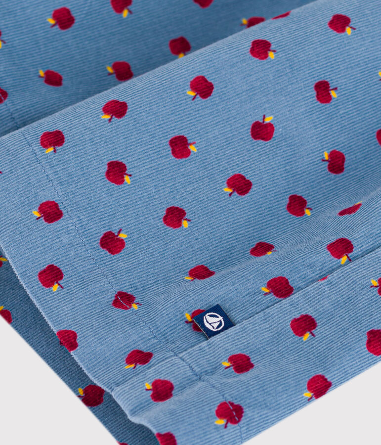 Abito a maniche lunghe in velluto fantasia bambina blu/multicolore