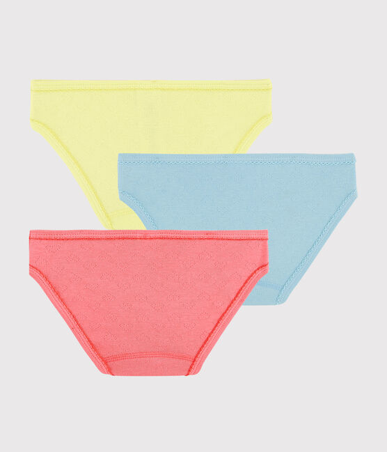 Confezione da 3 slip traforatti colorati bambina in cotone biologico variante 1