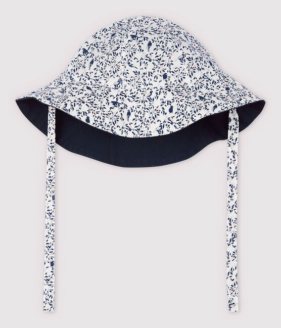 Cappellino reversibile bebè femmina blu SMOKING/bianco MULTICO