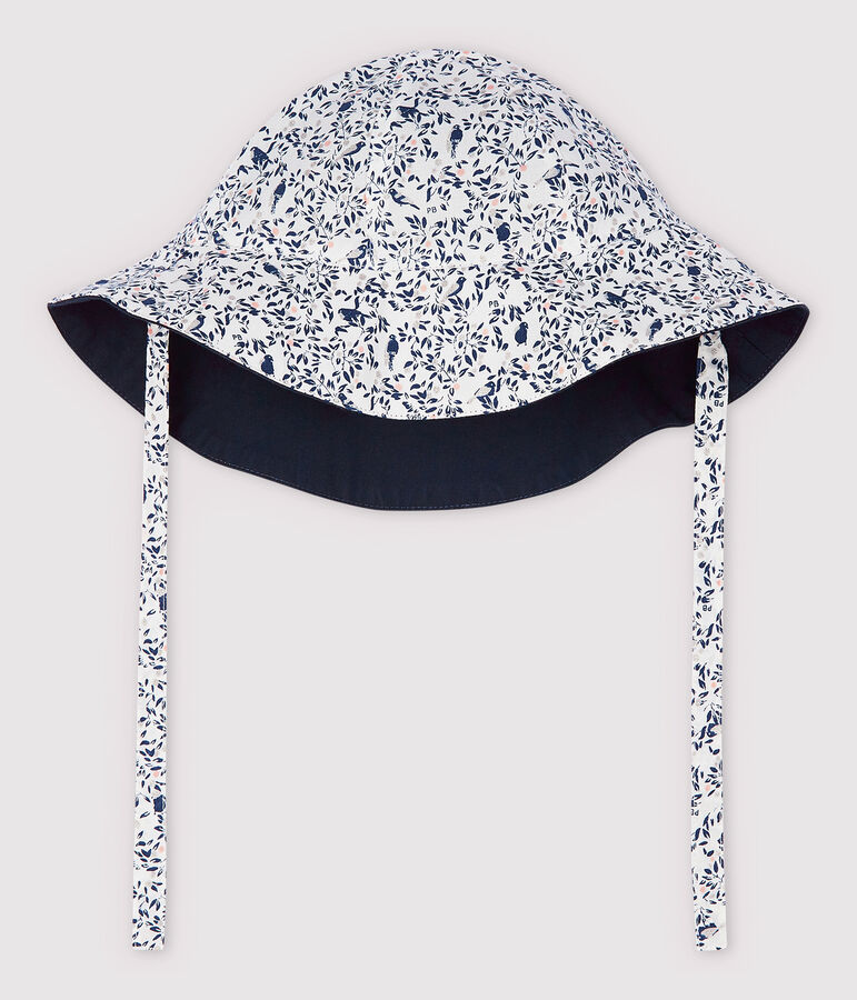 Cappellino reversibile beb&egrave; femmina blu/multicolore