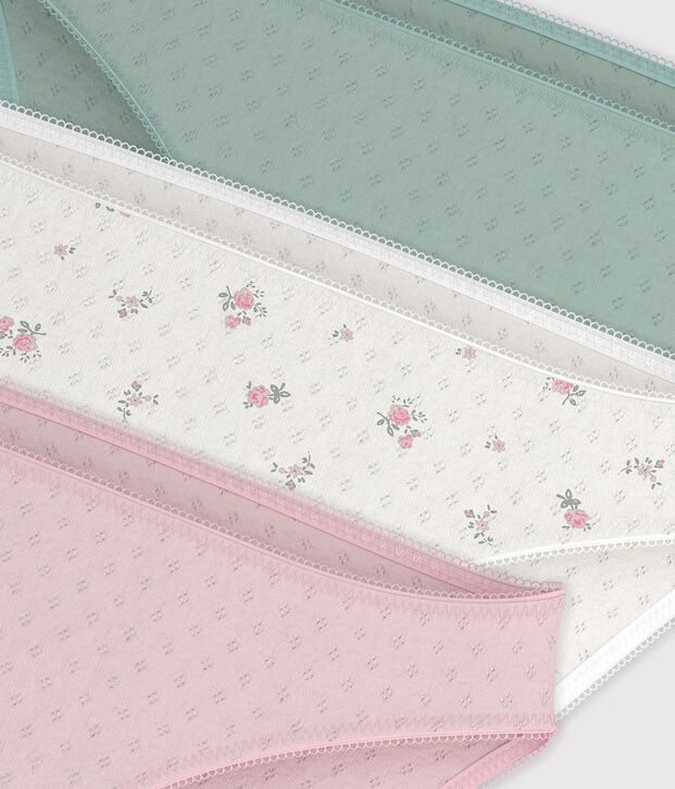 Set di slip in cotone traforato donna multicolore