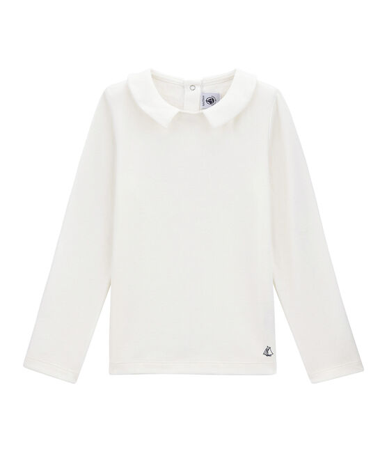 tee-shirtcon colletto claudine per bambina bianco MARSHMALLOW