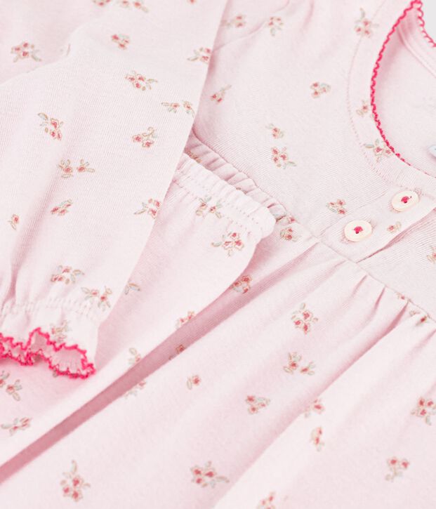 Pigiama arricciato in cotone a fiori bambina rosa/multicolore