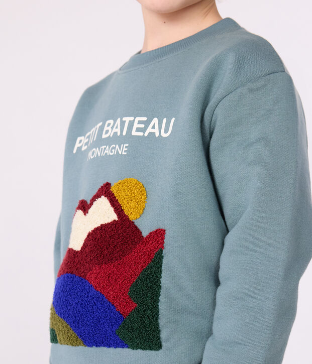 Felpa in cotone fantasia bambino blu