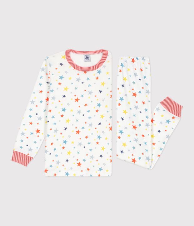 Pigiama in cotone con stelle stampate bambino bianco/multicolore