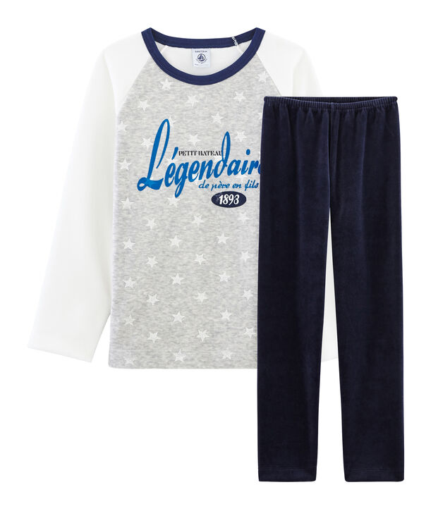 Pigiama bambino in ciniglia blu/multicolore