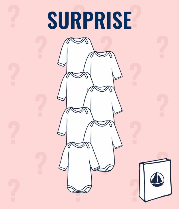 Lotto a sorpresa composto da 7 body a maniche lunghe per neonata multicolore