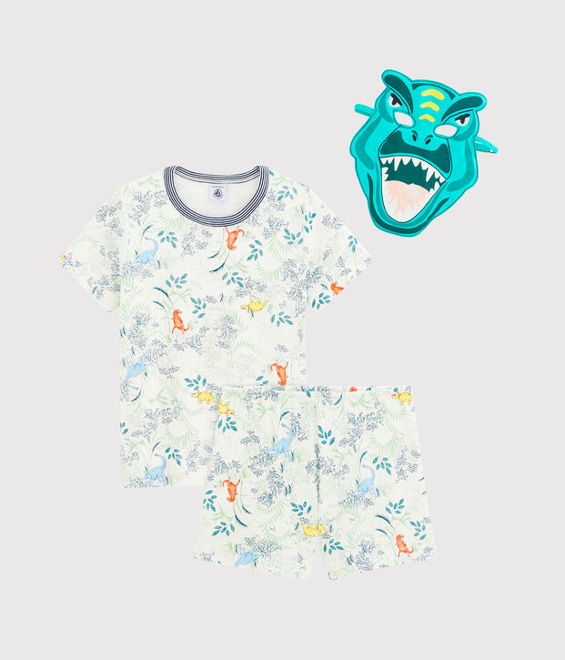 Pigiama corto bambino con maschera bianco/multicolore