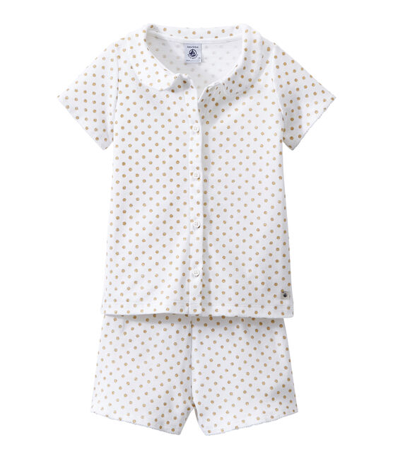 Pigiama corto bambina bianco ECUME/giallo DORE