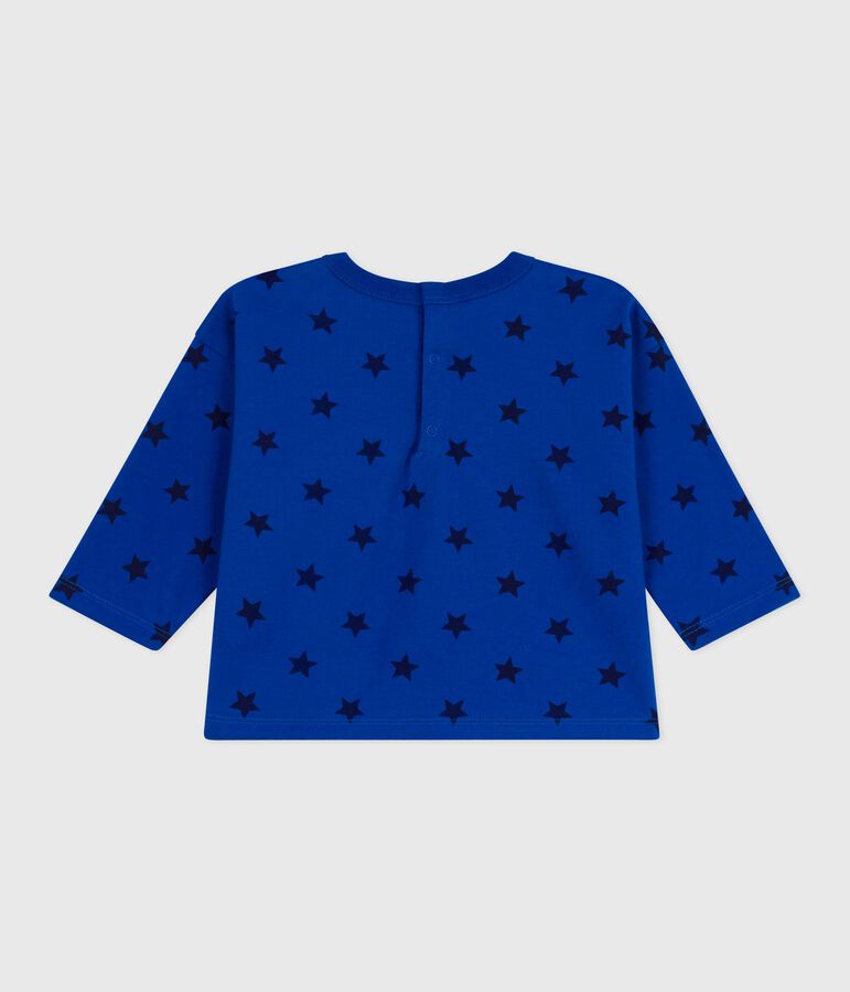 T-shirt a maniche lunghe in cotone con stelle stampate neonato blu/blu