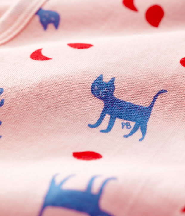 Tutina pigiama senza piedi beb&egrave; fantasia in cotone rosa/multicolore