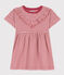 Abito bambina in jersey fiammato a righe rosa PAPI/beige AVALANCHE