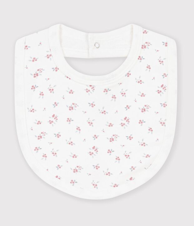 Bavaglino in cotone con stampa neonato bianco/rosa