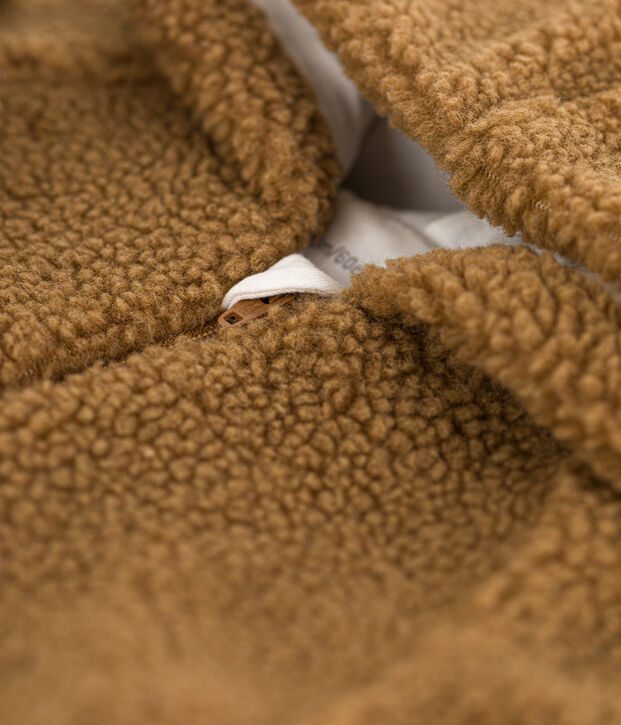 Tutina imbottita con cappuccio in sherpa beb&egrave; marrone