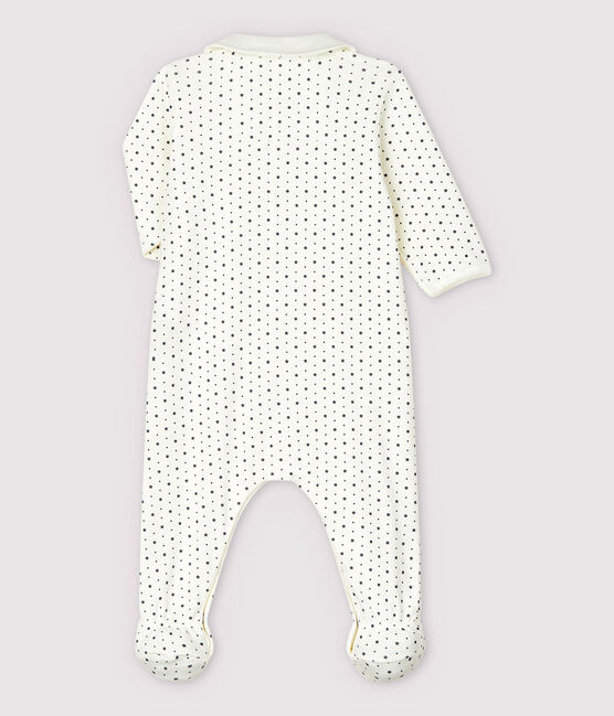 Tutina pigiama con colletto a stelline bebè in cotone biologico bianco MARSHMALLOW/grigio TEMPETE