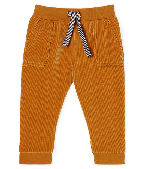 Pantalone bebè maschio in maglia di velluto a costine marrone CUIVRE