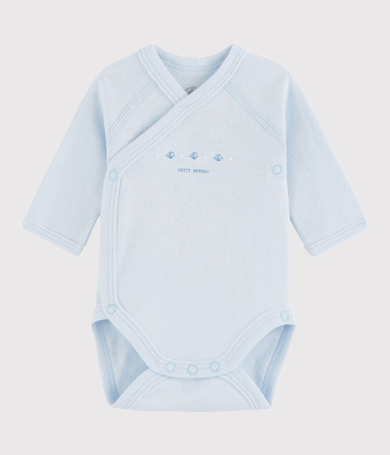 Body incrociato a manica lunga beb&egrave; unisex blu